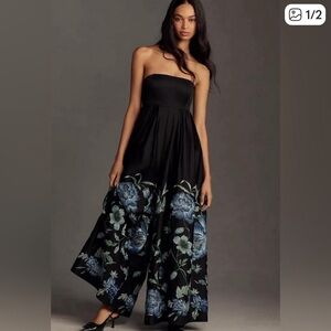 Hutch Black Jumpsuit with Green Embroidery